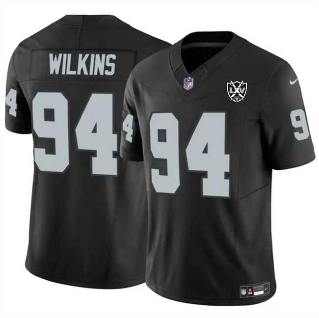 Men & Women & Youth Las Vegas Raiders #94 Christian Wilkins Black 2024 F.U.S.E 65th Anniversary Patch Vapor Stitched Jersey